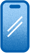 En ikon med en blå smartphone.
